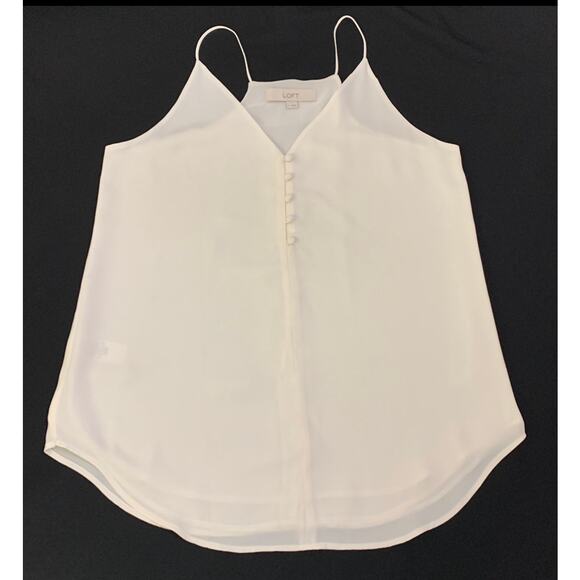 Loft Womens Slip Top Cream Sz. Small Sheer with Full Lining Feminine Lightweight - Picture 2 of 12